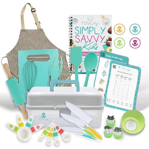 Kids Real Cooking and Baking Set with Knives, Apron, Cookbook, Timer, Storage Case & Tools U8161