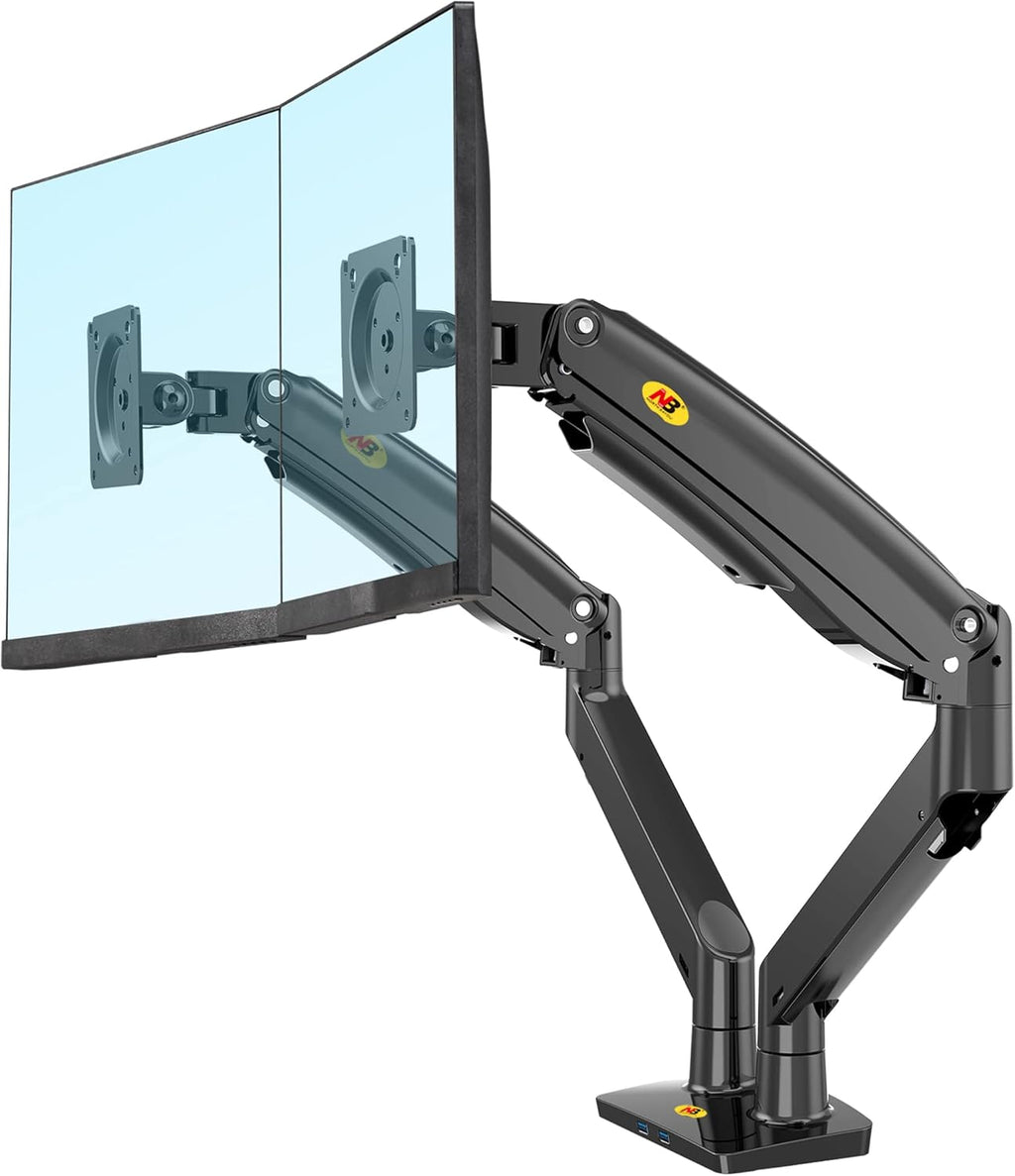 Dual Monitor Desk Mount Stand Full Motion Swivel Computer Monitor Arm Fits 2 Screens up to 32'' Load Capacity 6.6~26.4lbs for Each Monitor Pack of 2 F4581