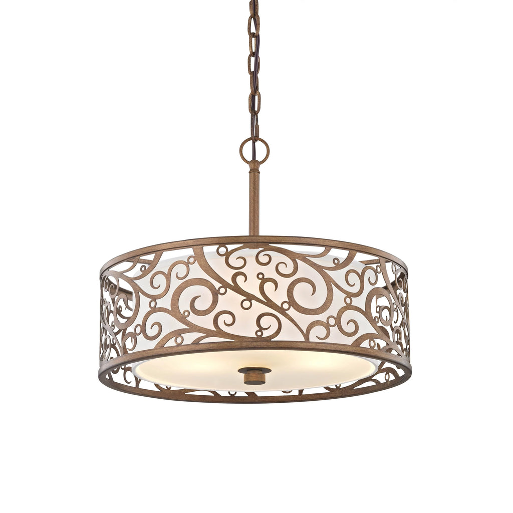 3-Light Burnished Gold Pendant Frosted Glass K250