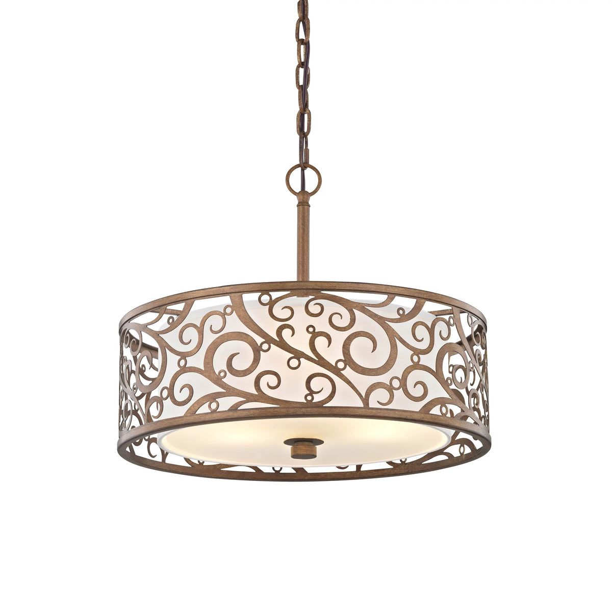 3-Light Burnished Gold Pendant Frosted Glass K250
