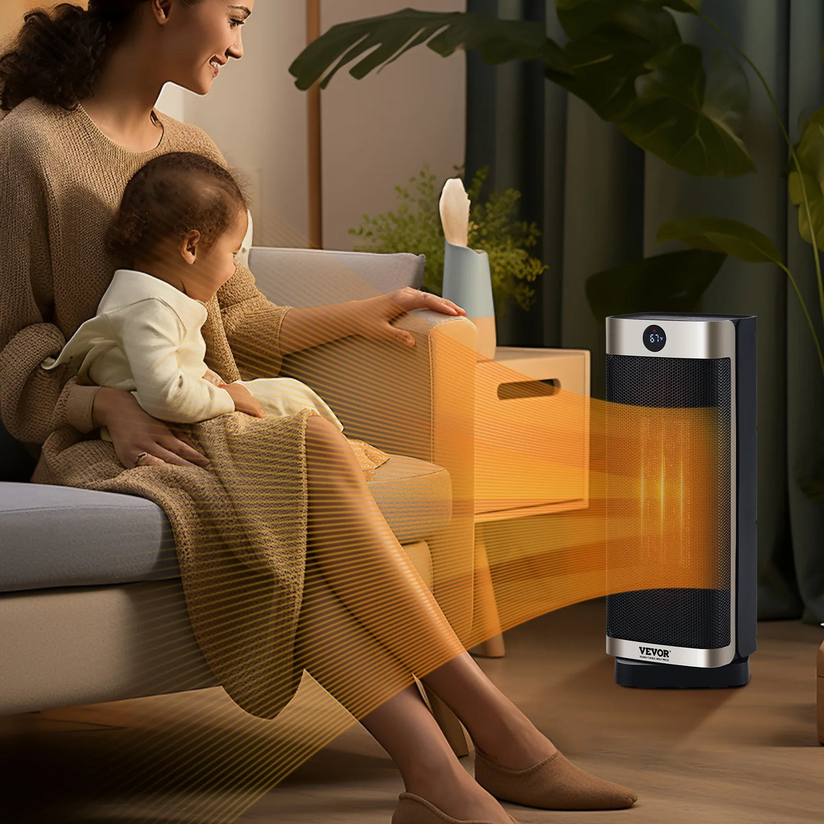 1500W Electric Fan Forced Portable Space Heater 16 in with Thermostat P2922