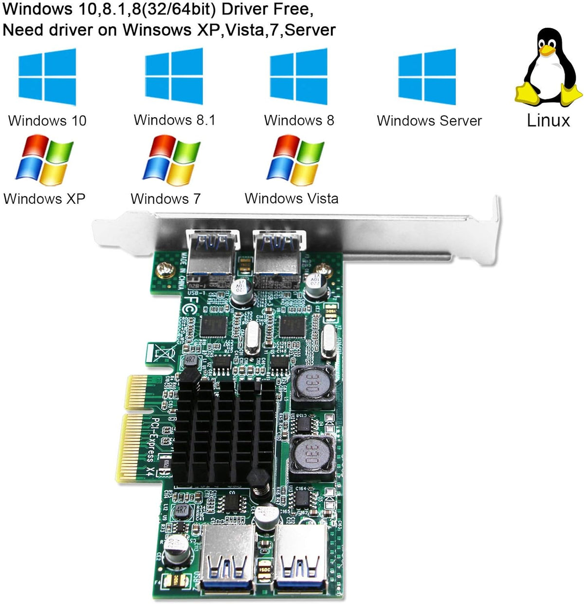 4 Port PCIe USB 3.0 Card Adapter, Pack of 2 P5745