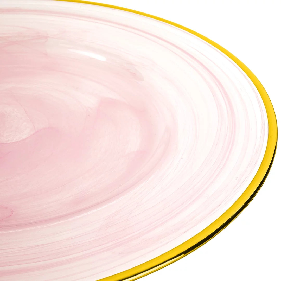 Round 13" Blush Pink Glass Charger Plates Set of 4 K691215