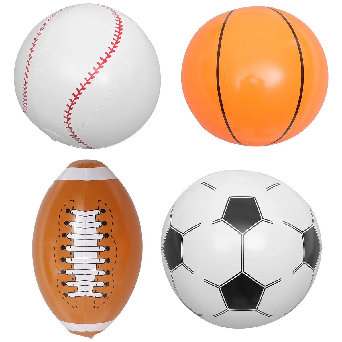 4pcs Inflatable Ball Beach Ball Soccer Basketball Baseball W53105