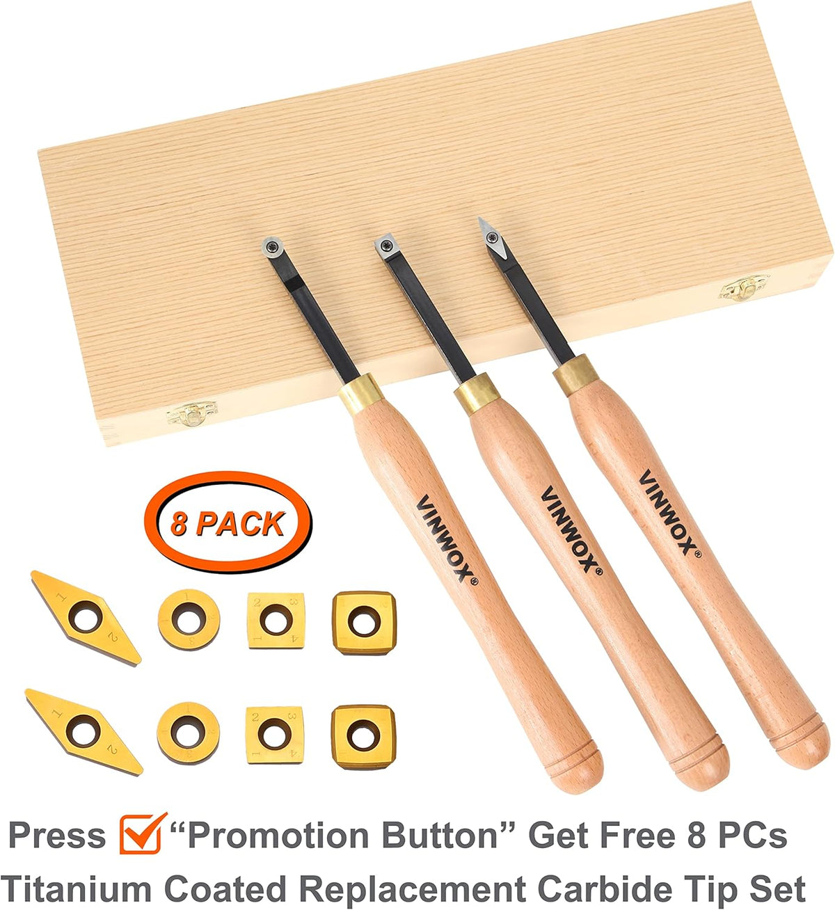 3 PCS Carbide Wood Lathe Turning Tool Set S215
