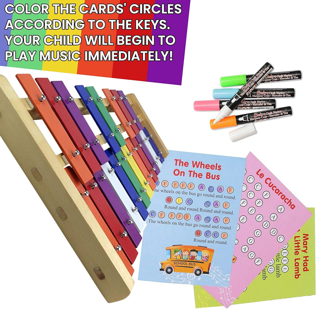 20 Note Chromatic Metal Glockenspiel with Sheet Music Cards V2640