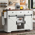Retro White Kitchen Island on Wheels with Drop Leaf T232