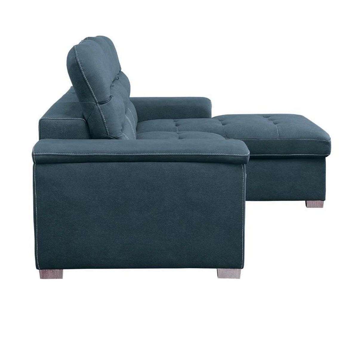 Blue Microfiber Sectional Sofa with Pull Out Bed U480