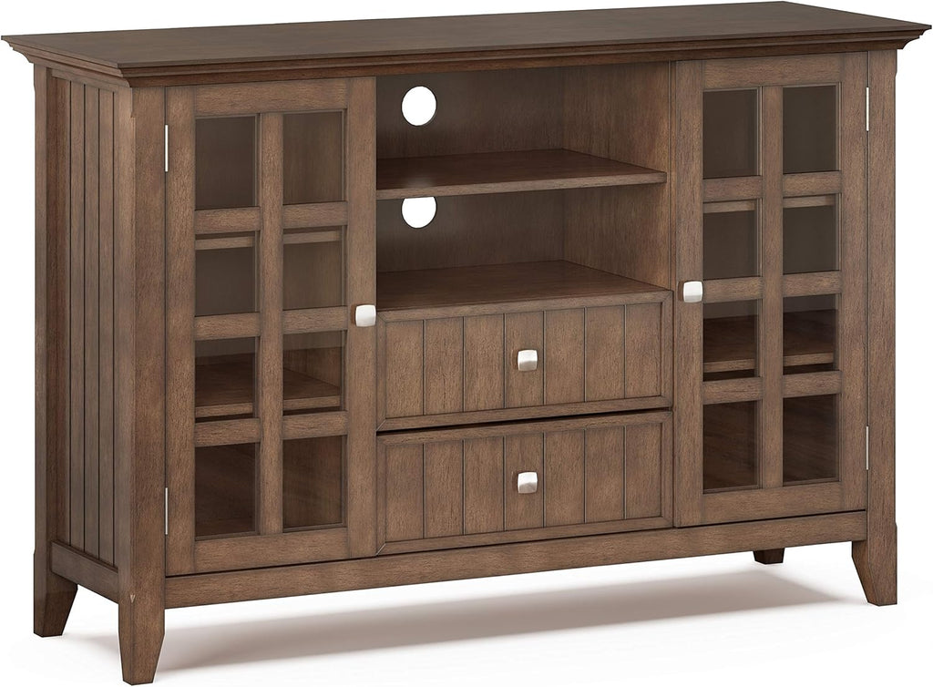 Black Solid Wood TV Media Stand with Storage Shelves and Cabinets N300565