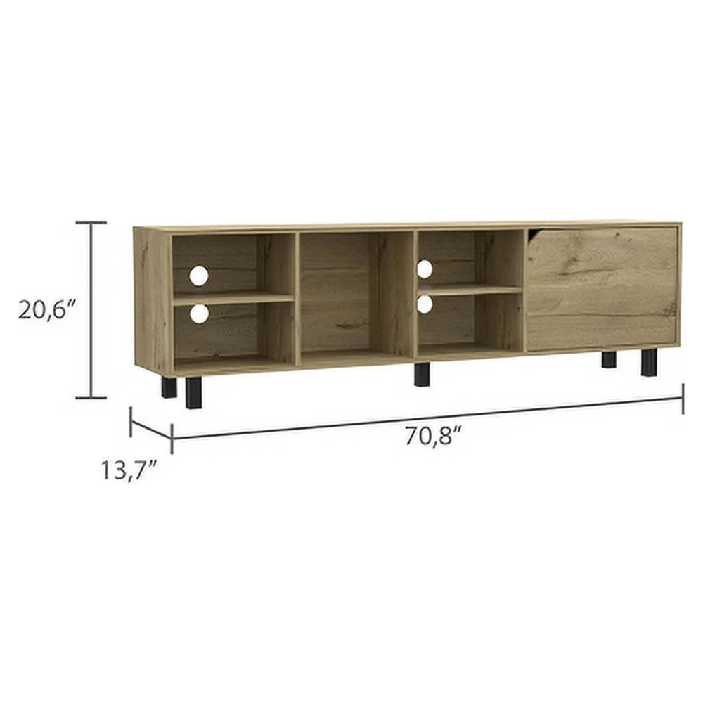 Light Oak TV Stand with Four Open Shelves T631