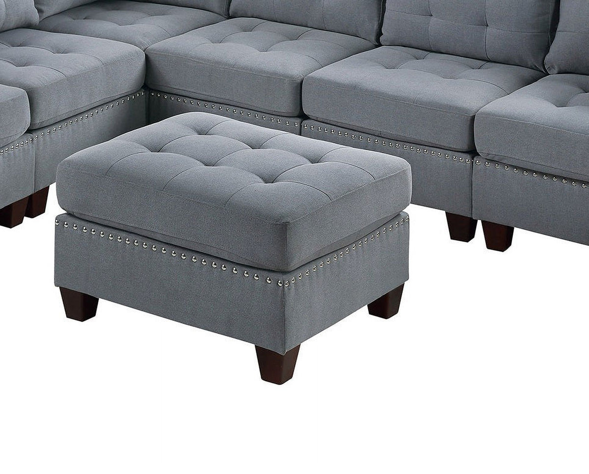 Gray Modular Sectional 7pc Set with Ottoman A152