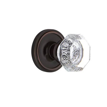 Clear Crystal Single Dummy Door Knob with Classic Rosette A5284
