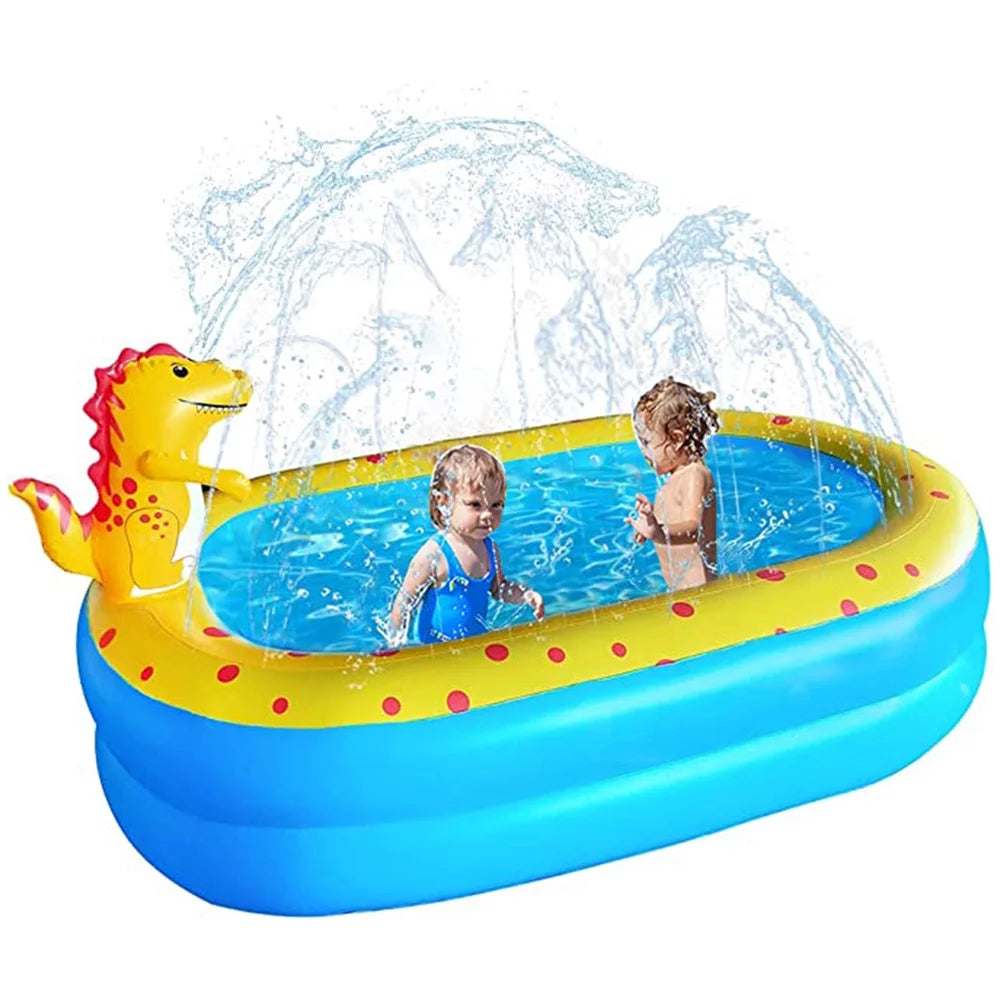 Inflatable Dinosaur Kids Pool Blue Q24890