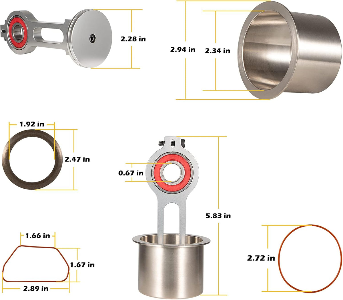 Compressor Piston Kit Connecting Rod Replacement Kit for Oil Free Air Compressor Pump X188