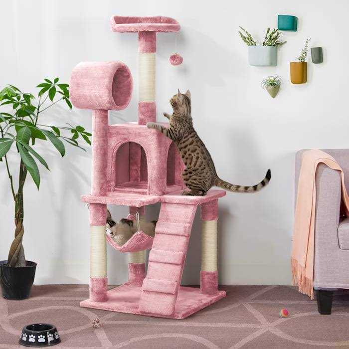 Plush Cat Tree Condo with Hammock Tunnel C649