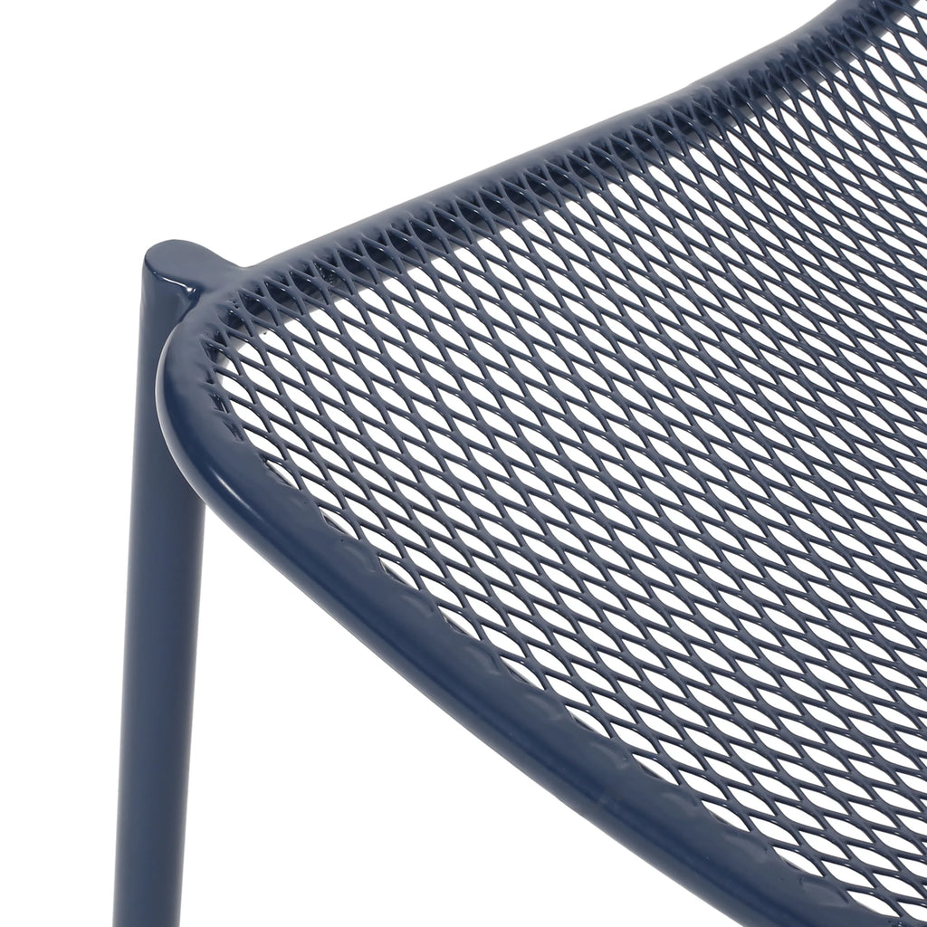 Matte Navy Blue Outdoor Dining Chair Set of 2 I349