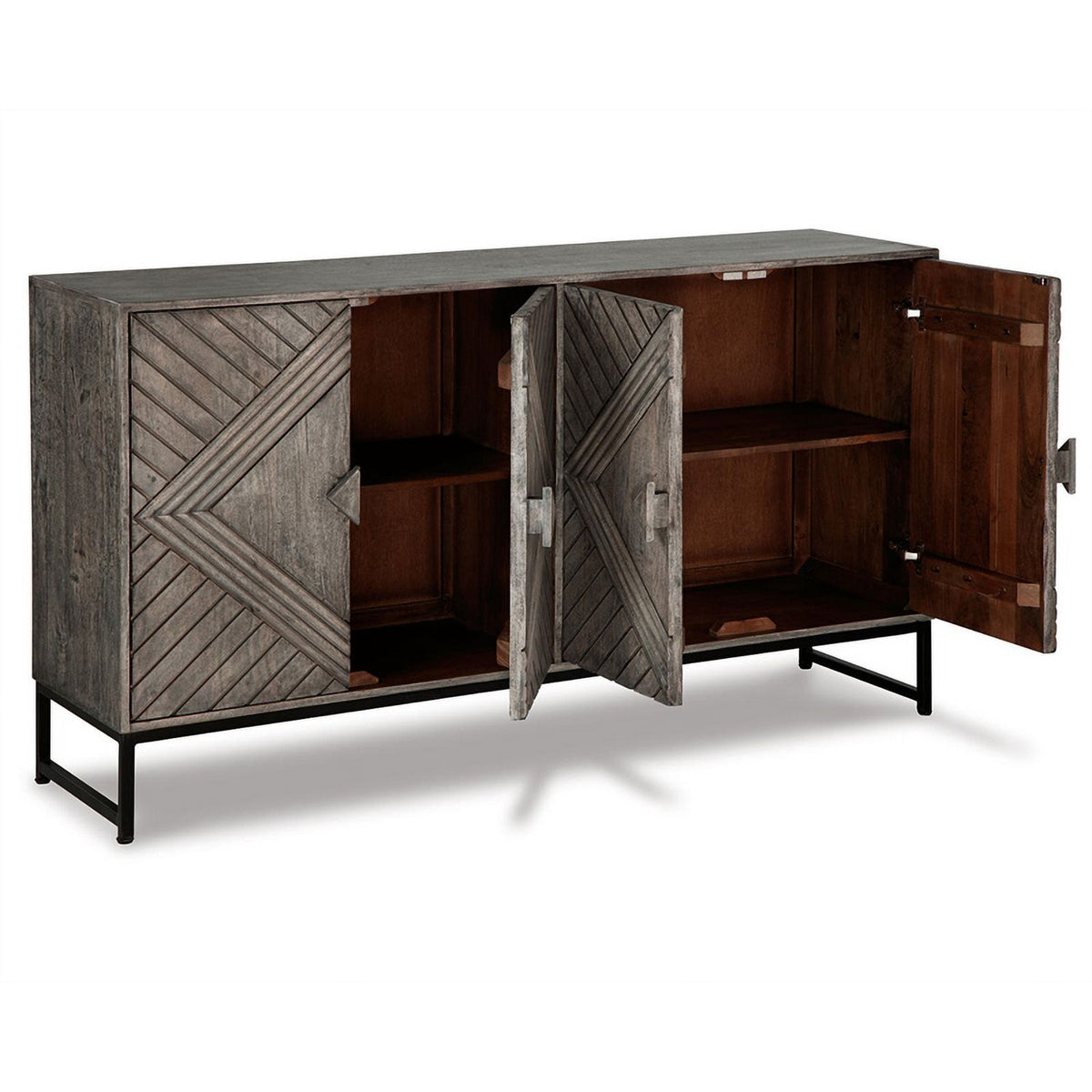 Distressed Gray Wood Accent Cabinet H468