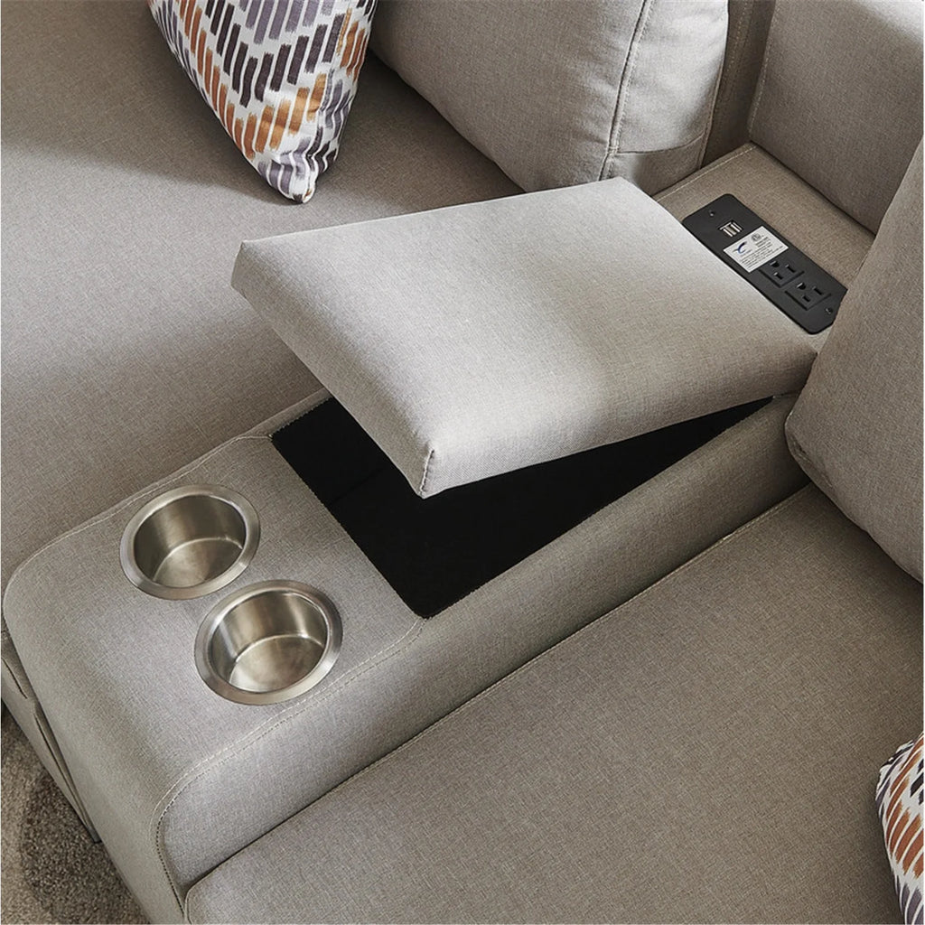 Beige Fabric Reversible Sectional Sofa with Ottoman C512176