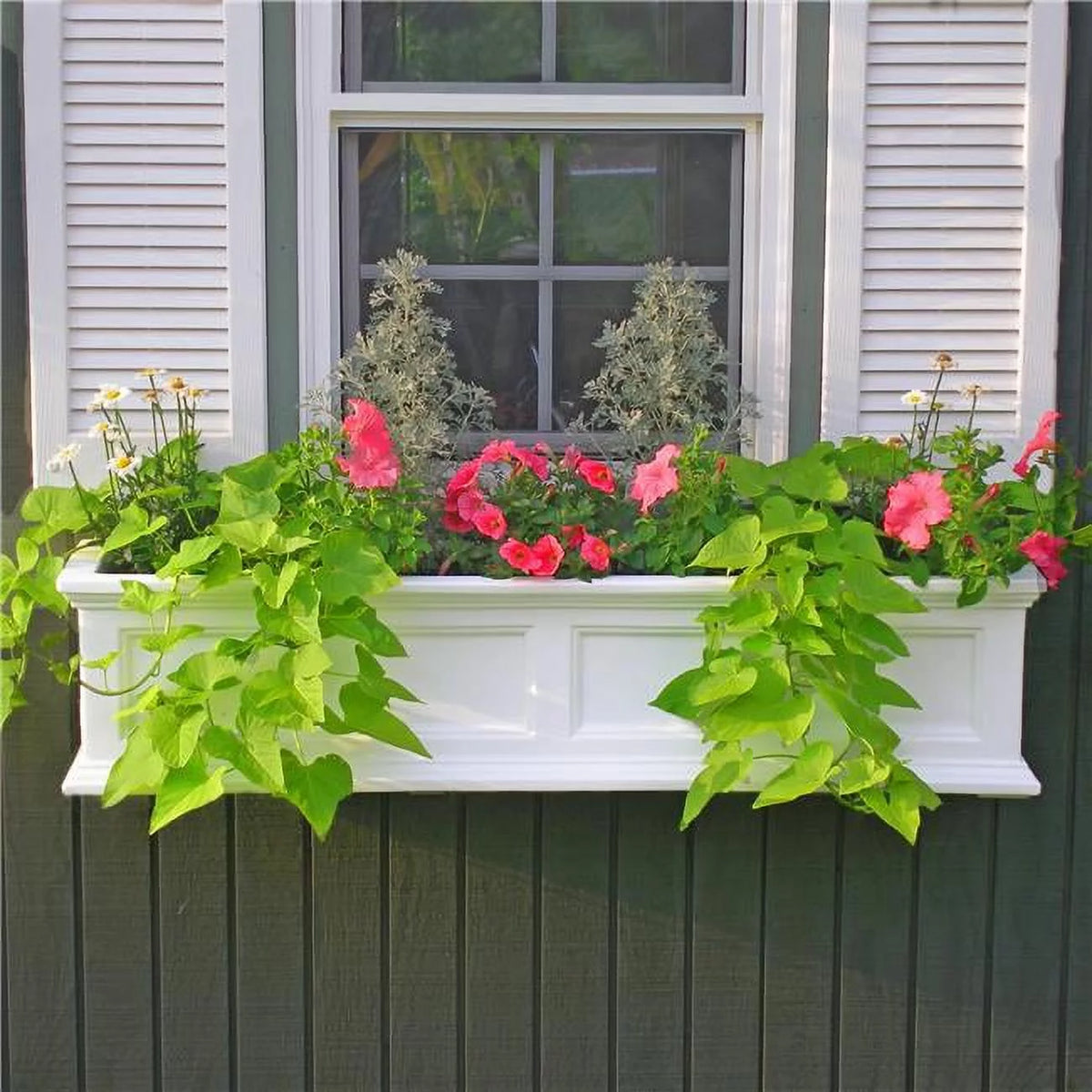 White Self-Watering Window Box Planter O864840