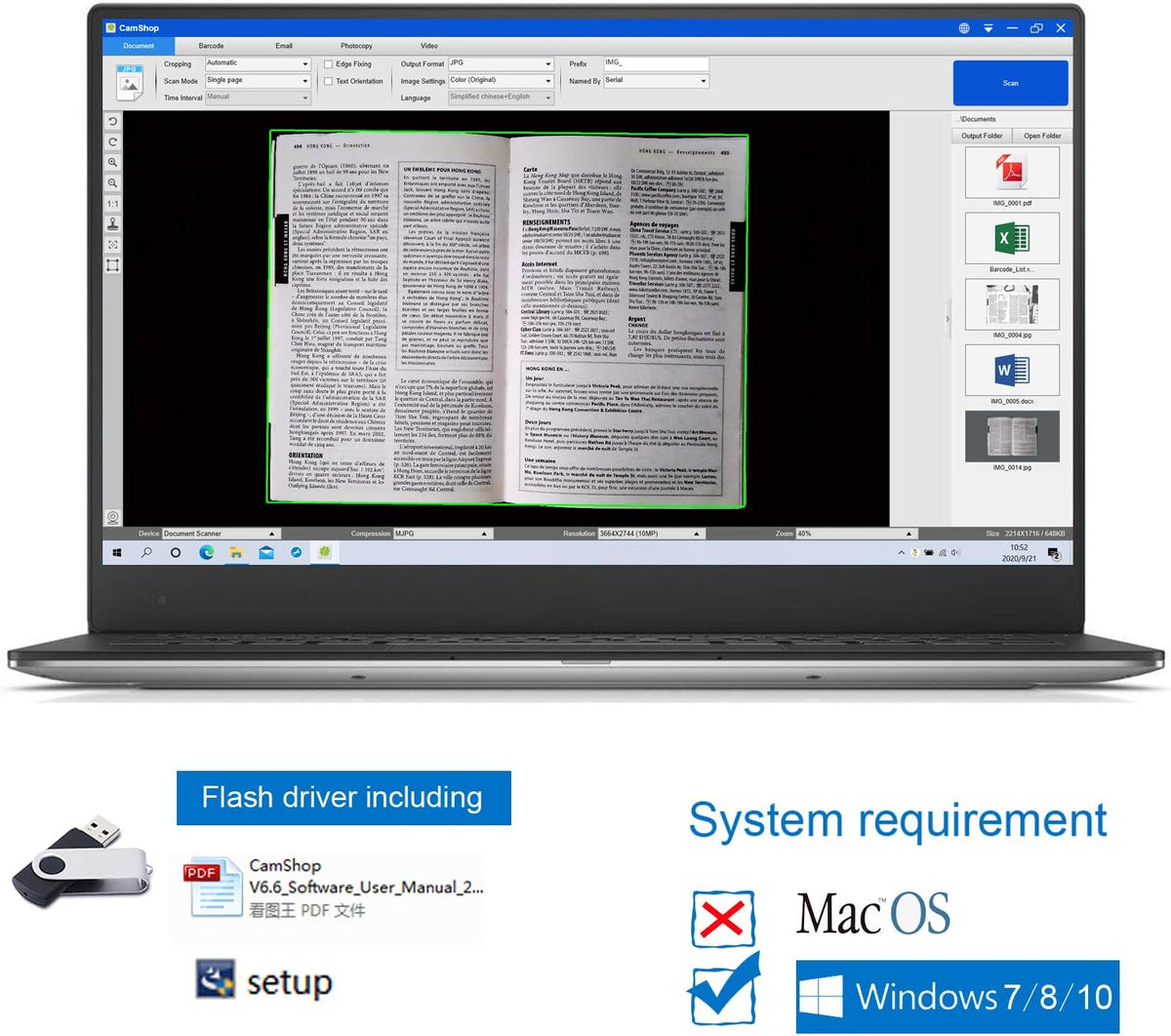 10MP CMOS Document Camera Scanner with LED Light and Microphone F6335