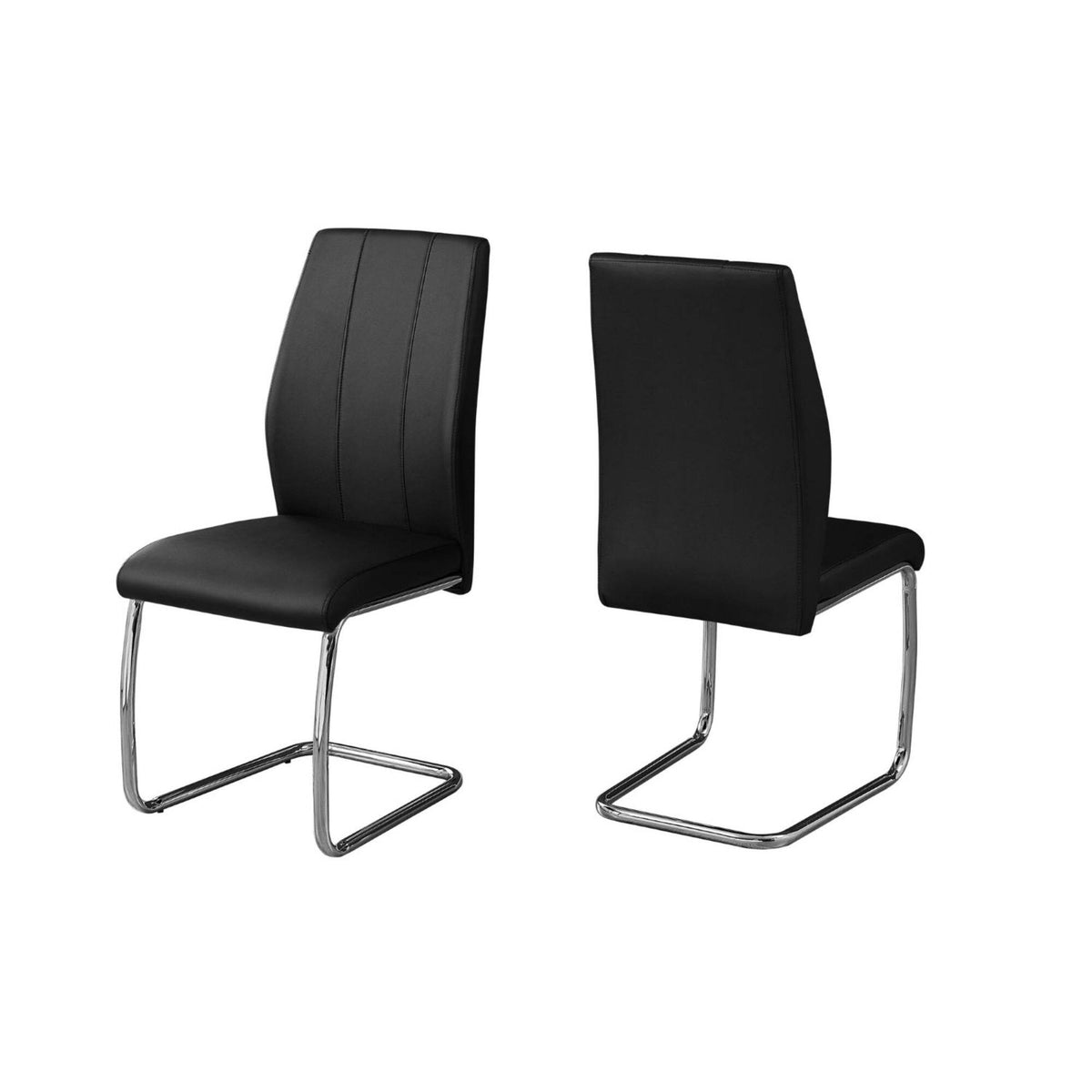 2 Piece Dining Chair Black Leather-Look Chrome Z57602
